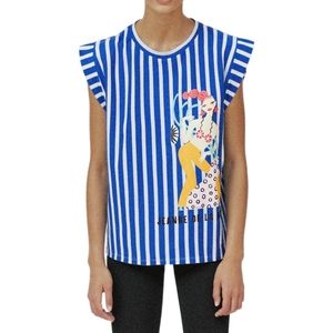 ZARA | 'Women in Art' Striped Blouse Mararoff Collab | Blue & White Size Medium